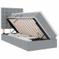 Preview: Bett mit Stauraum und LED Hellgrau 90 x 200 cm Polyester