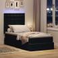 Preview: Bett mit Stauraum und LED mit Matratze Schwarz 90 x 200 cm Samt