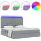 Preview: Bett mit LED-Lichtleisten Hellgrau 180 x 200 cm Stoff