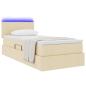 Preview: Bett mit Stauraum und LED mit Matratze Creme 90 x 190 cm Stoff
