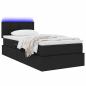 Preview: Bett mit Stauraum und LED mit LED Schwarz 90 x 190 cm Stoff