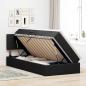 Preview: Bett mit Stauraum und LED mit LED Schwarz 90 x 190 cm Stoff