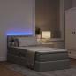 Preview: Bett mit Stauraum und LED mit LED Hellgrau 90 x 190 cm Stoff
