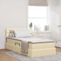 Preview: ARDEBO.de - Bett mit Stauraum und LED mit Matratze Creme 90 x 190 cm Stoff