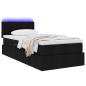 Preview: Bett mit Stauraum und LED mit LED Schwarz 90 x 190 cm Stoff