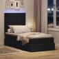 Preview: Bett mit Stauraum und LED mit LED Schwarz 90 x 190 cm Polyester