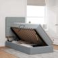 Preview: Bett mit Stauraum und LED Hellgrau 90 x 190 cm Polyester