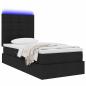 Preview: Bett mit Stauraum und LED mit LED Schwarz 90 x 190 cm Polyester