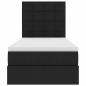 Preview: Bett mit Stauraum und LED mit LED Schwarz 90 x 190 cm Polyester
