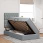Preview: Bett mit Stauraum und LED Hellgrau 90 x 190 cm Polyester