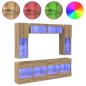 Preview: TV-Wandregal-Set mit LED 6 pcs Artisan-Eiche Holzwerkstoff