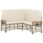 Preview: Garten Liegesofa Set Beige und Cremeweiß 164 x 164 x 112 cm
