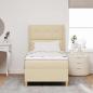 Preview: Boxspringbett mit Matratze mit Kopfteil Creme 90 x 200 cm Stoff