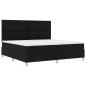 Preview: LED Boxspringbett mit Matratze Schwarz 200 x 200 cm Stoff