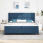 Preview: LED Boxspringbett mit Matratze Blau 200 x 200 cm Stoff