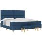 Preview: Boxspringbett mit Matratze mit Kopfteil Blau 200 x 200 cm Stoff