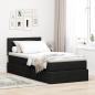 Preview: ARDEBO.de - Bett mit Stauraum und LED mit LED Schwarz 100 x 200 cm Stoff