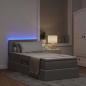 Preview: Bett mit Stauraum und LED mit Matratze Taupe 100 x 200 cm Stoff
