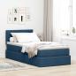 Preview: ARDEBO.de - Bett mit Stauraum und LED mit Matratze Blau 90 x 200 cm Stoff