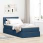 Preview: ARDEBO.de - Bett mit Stauraum und LED mit Matratze Blau 90 x 200 cm Stoff