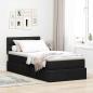 Preview: ARDEBO.de - Bett mit Stauraum und LED mit LED Schwarz 100 x 200 cm Stoff