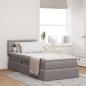Preview: ARDEBO.de - Bett mit Stauraum und LED mit Matratze Taupe 90 x 200 cm Stoff