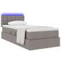 Preview: Bett mit Stauraum und LED mit Matratze Taupe 90 x 200 cm Stoff