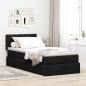 Preview: ARDEBO.de - Bett mit Stauraum und LED mit LED Schwarz 100 x 200 cm Stoff
