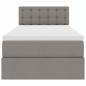 Preview: Bett mit Stauraum und LED mit Matratze Taupe 100 x 200 cm Stoff