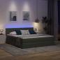 Preview: Bett mit LED-Lichtleisten Dunkelgrau 200 x 200 cm Stoff