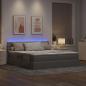 Preview: Bett mit LED-Lichtleisten mit Kopfteil Taupe 200 x 200 cm Stoff