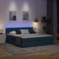 Preview: Bett mit LED-Lichtleisten mit Kopfteil Blau 200 x 200 cm Stoff