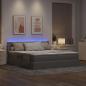 Preview: Bett mit LED-Lichtleisten mit Kopfteil Taupe 200 x 200 cm Stoff