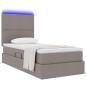 Preview: Bett mit Stauraum und LED mit LED Taupe 90 x 200 cm Polyester