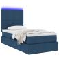 Preview: Bett mit Stauraum und LED mit LED Blau 90 x 200 cm Polyester