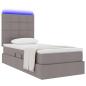 Preview: Bett mit Stauraum und LED mit LED Taupe 90 x 200 cm Polyester