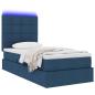 Preview: Bett mit Stauraum und LED mit LED Blau 90 x 200 cm Polyester