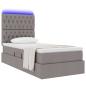 Preview: Bett mit Stauraum und LED mit LED Taupe 90 x 200 cm Polyester