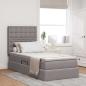 Preview: ARDEBO.de - Bett mit Stauraum und LED mit LED Taupe 90 x 200 cm Polyester