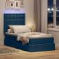 Preview: Bett mit Stauraum und LED mit LED Blau 100 x 200 cm Polyester