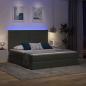 Preview: Bett mit LED-Lichtleisten Dunkelgrau 200 x 200 cm Stoff
