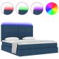 Preview: Bett mit LED-Lichtleisten mit Kopfteil Blau 200 x 200 cm Stoff