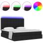 Preview: Bett mit LED-Lichtleisten Schwarz 200 x 200 cm Stoff