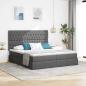 Preview: ARDEBO.de - Bett mit LED-Lichtleisten Dunkelgrau 200 x 200 cm Stoff