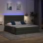 Preview: Bett mit LED-Lichtleisten Dunkelgrau 200 x 200 cm Stoff