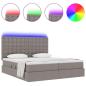 Preview: Bett mit LED-Lichtleisten mit Kopfteil Taupe 180 x 200 cm Stoff