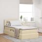 Preview: ARDEBO.de - Bett mit Stauraum und LED mit Matratze Creme 90 x 200 cm Stoff
