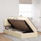 Preview: Bett mit Stauraum und LED mit Matratze Creme 90 x 200 cm Stoff