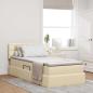 Preview: ARDEBO.de - Bett mit Stauraum und LED mit Matratze Creme 90 x 200 cm Stoff