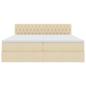 Preview: Bett mit LED-Lichtleisten mit Kopfteil Creme 180 x 200 cm Stoff